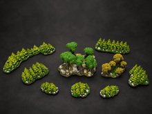 Load image into Gallery viewer, War of the Ring Compatible Forests set, resin, Neoprene Map Edition PAINTED and ready to play!