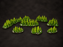 Load image into Gallery viewer, War of the Ring Compatible Forests set, resin, Neoprene Map Edition PAINTED and ready to play!