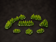 Load image into Gallery viewer, War of the Ring Compatible Forests set, resin, Neoprene Map Edition PAINTED and ready to play!