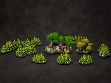 Load image into Gallery viewer, War of the Ring Compatible Forests set, resin, Neoprene Map Edition PAINTED and ready to play!
