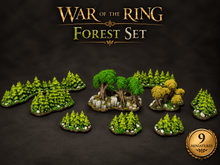 Load image into Gallery viewer, War of the Ring Compatible Forests set, resin, Neoprene Map Edition PAINTED and ready to play!

